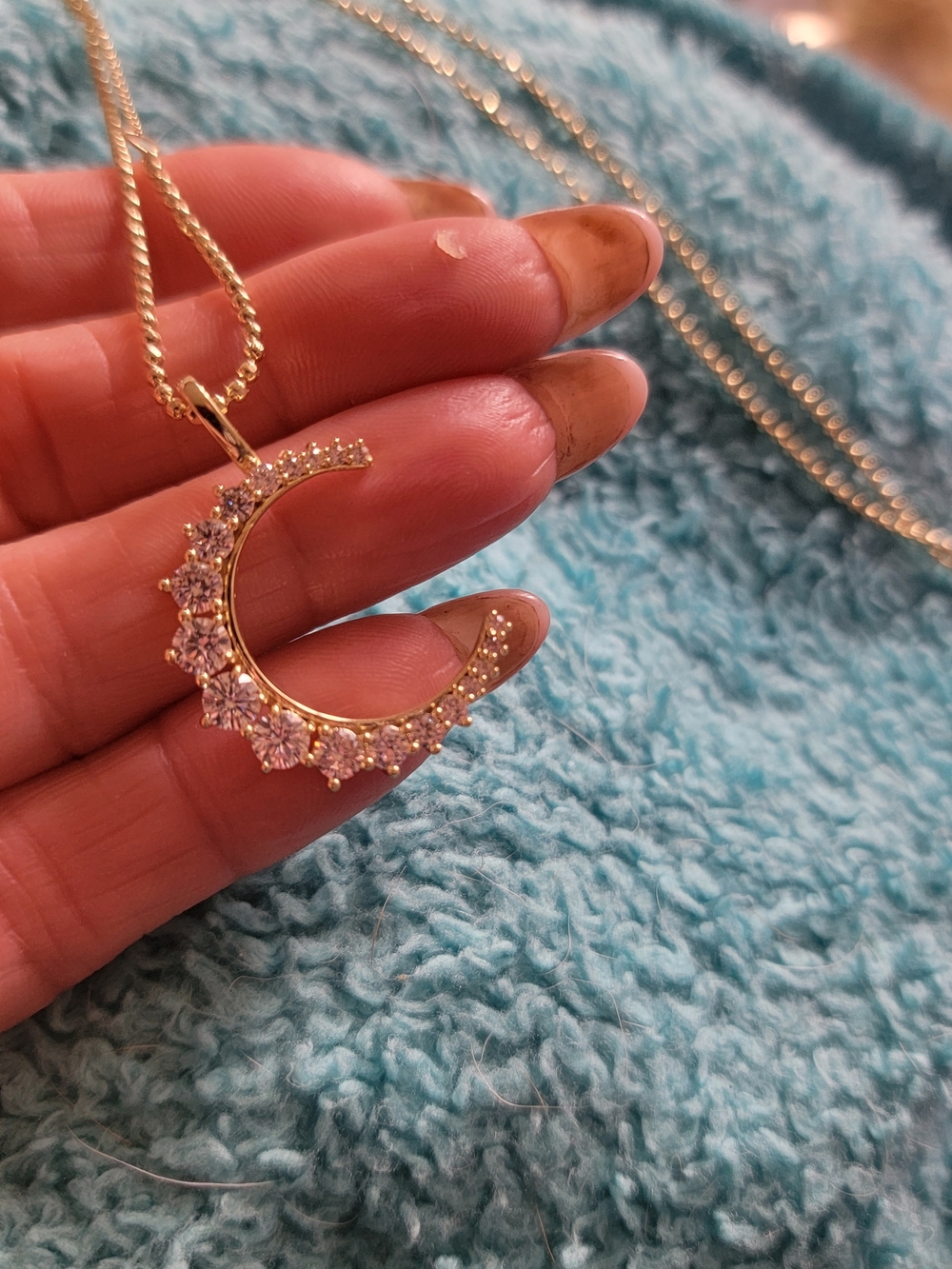 Melinda Maria Gold Crescent Moon Necklace with Clear Stones No Offers